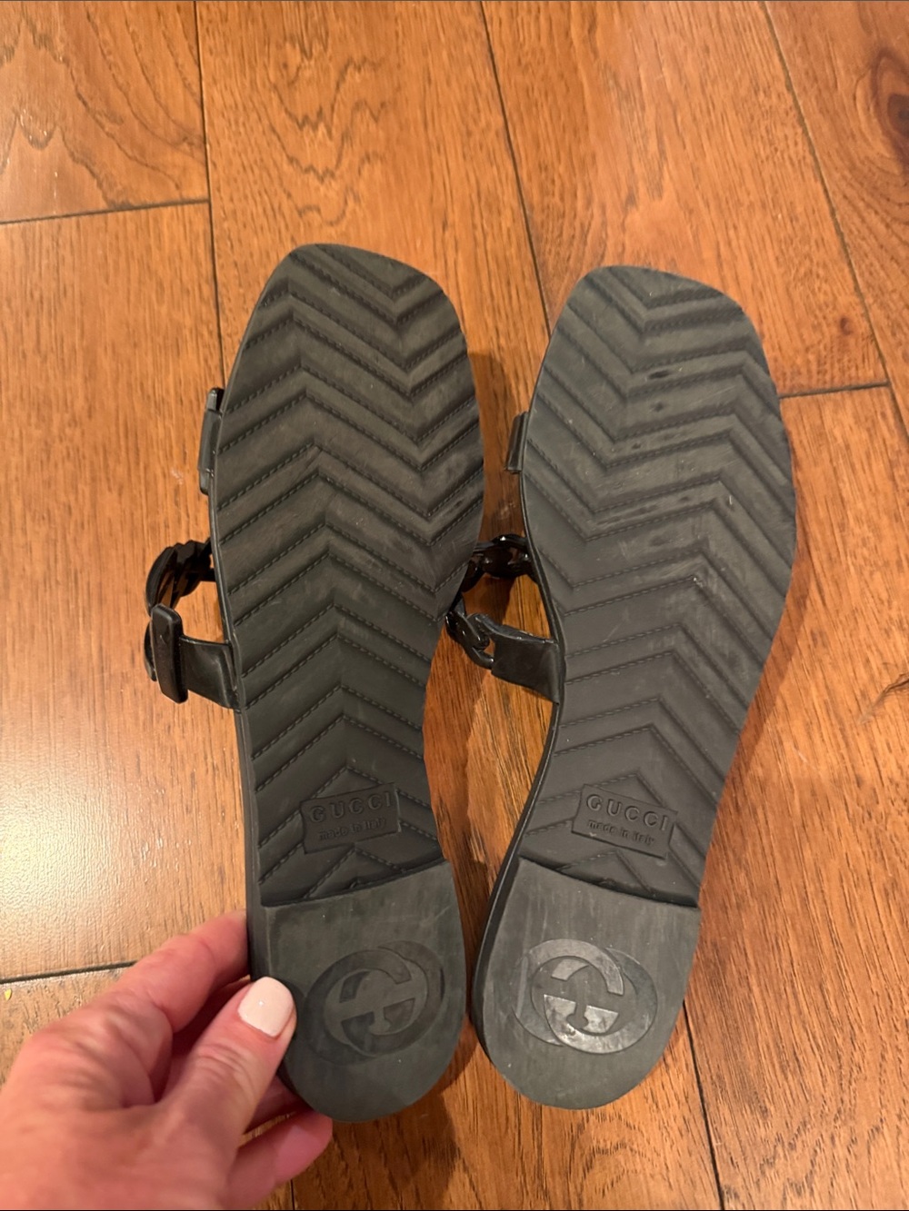 Authentic Gucci Black Chain Strap Slide Sandals - Picture 5 of 5